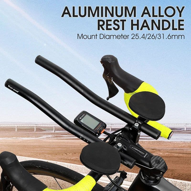 image-WEST BIKING Bicycle Rest TT Handlebar Clip on Aero Bars Handlebar Extension Triathlon Aerobars MTB Road Bike Cycling Handlebars