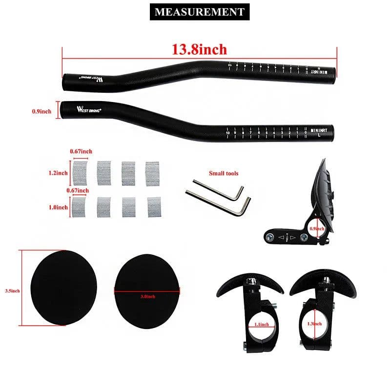 image-WEST BIKING Bicycle Rest TT Handlebar Clip on Aero Bars Handlebar Extension Triathlon Aerobars MTB Road Bike Cycling Handlebars