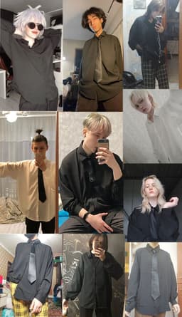 image-Black Long-sleeved Shirts Men Korean Comfortable Blouses Casual Loose Single Breasted Shirt With Tie