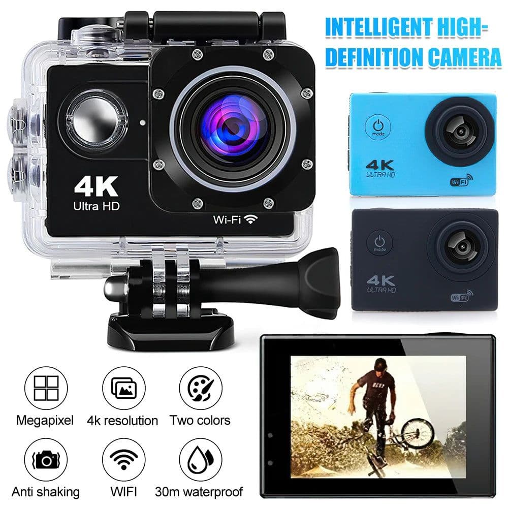image-4K Action Camera 170D Underwater Video Recording Helmet Cam Waterproof 2.0-inch Screen WiFi Sports Camera DV Camcorders Recorder