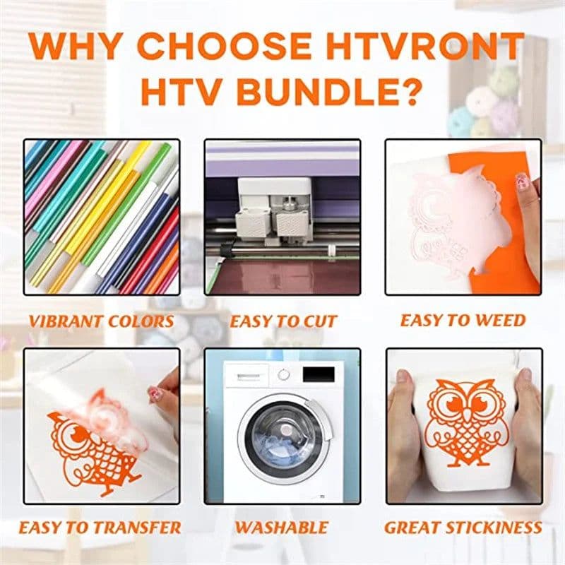 image-HTVRONT 20/14 Pack 12inX3ft/30X90cm PU Heat Transfer Vinyl Roll for Cricut T-shirt Printing DIY Iron on HTV Film Easy to Cut