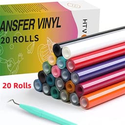 image-HTVRONT 20/14 Pack 12inX3ft/30X90cm PU Heat Transfer Vinyl Roll for Cricut T-shirt Printing DIY Iron on HTV Film Easy to Cut