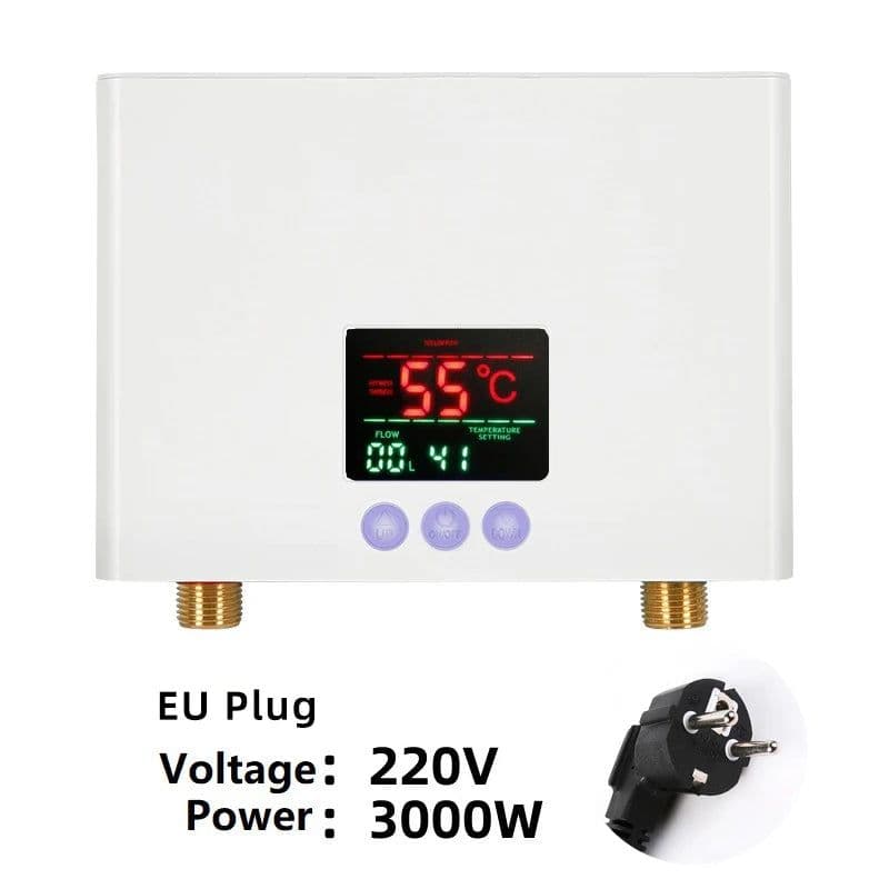 image-110V/220V Instant Water Heater 3000W/5500W Wall-Mounted Electric Heaters for Bathroom Hot Water Shower and Home Kitchen Heating