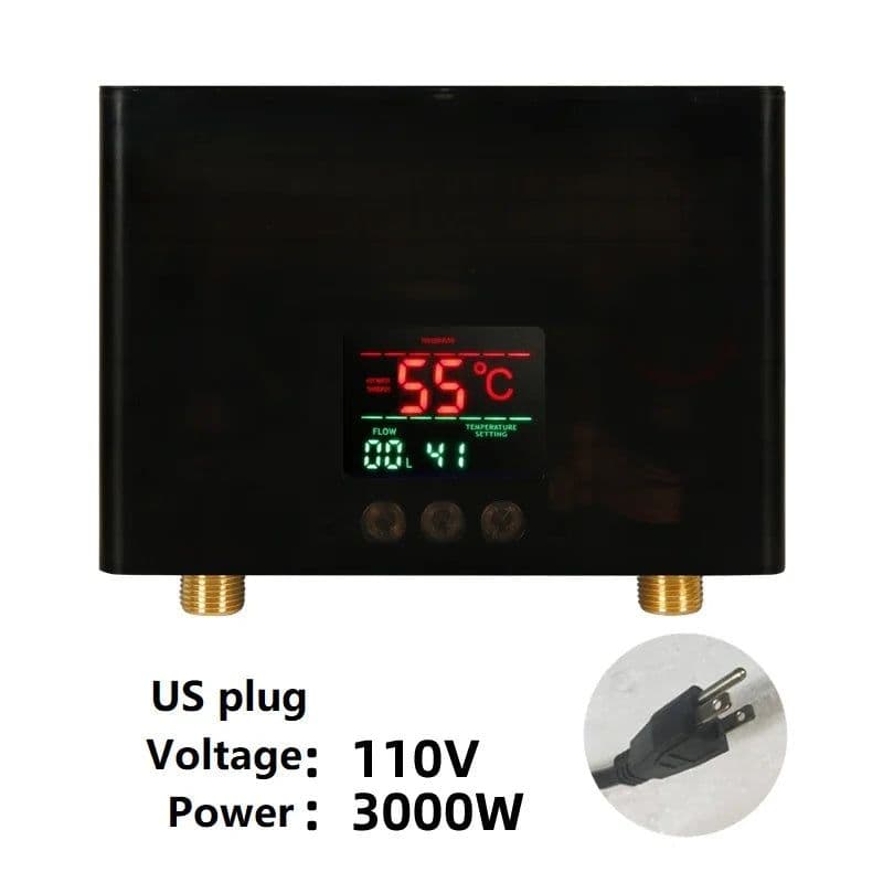 image-110V/220V Instant Water Heater 3000W/5500W Wall-Mounted Electric Heaters for Bathroom Hot Water Shower and Home Kitchen Heating