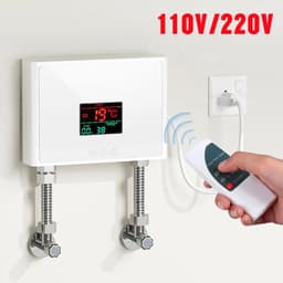 image-110V/220V Instant Water Heater 3000W/5500W Wall-Mounted Electric Heaters for Bathroom Hot Water Shower and Home Kitchen Heating