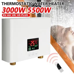 image-110V/220V Instant Water Heater 3000W/5500W Wall-Mounted Electric Heaters for Bathroom Hot Water Shower and Home Kitchen Heating