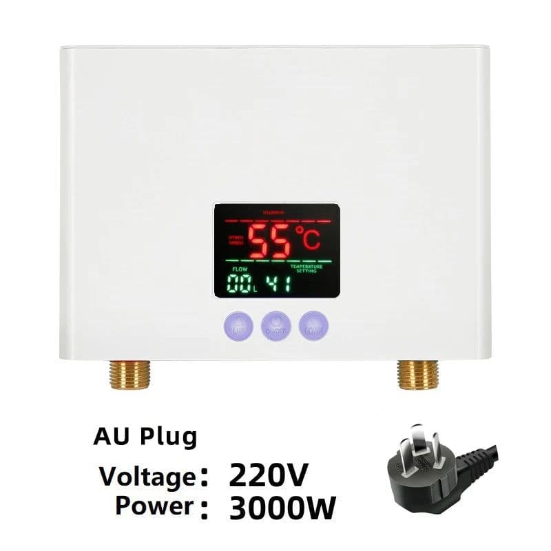 image-110V/220V Instant Water Heater 3000W/5500W Wall-Mounted Electric Heaters for Bathroom Hot Water Shower and Home Kitchen Heating
