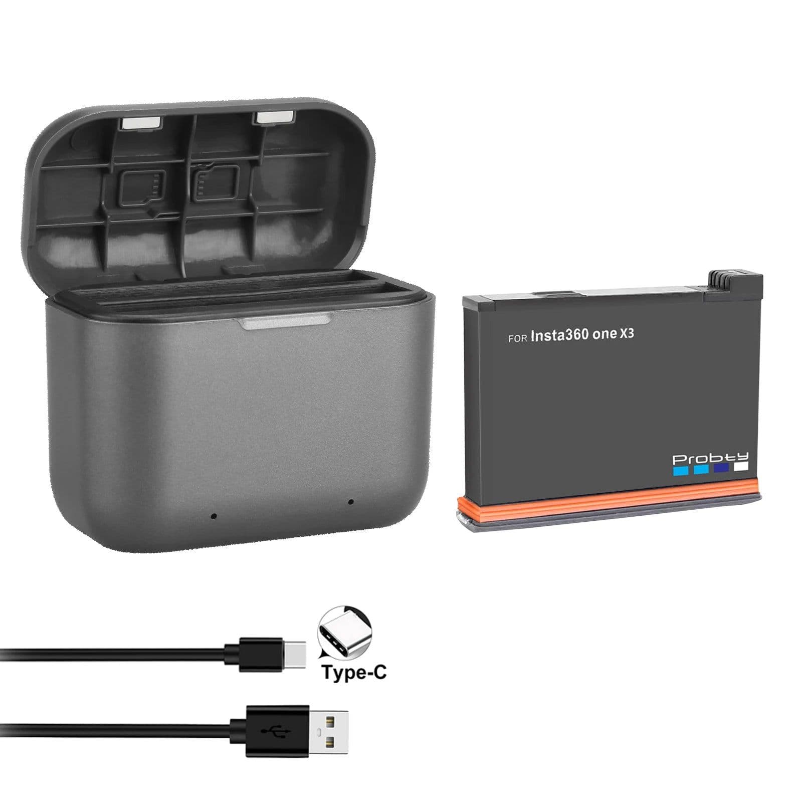 image-2200mAh For Insta360 ONE X3 Battery+2 Card Slot Battery Charging Box 360 Panoramic Action Camera Batteries Accessories