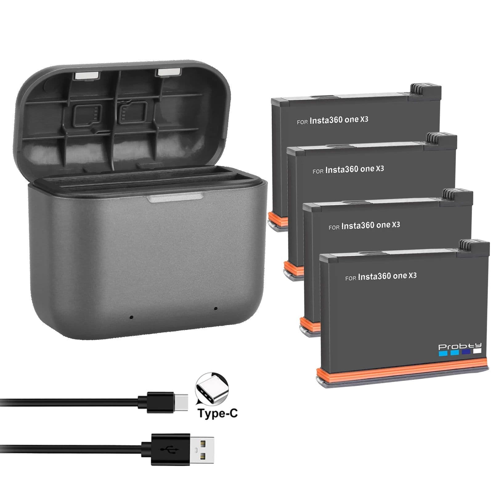 image-2200mAh For Insta360 ONE X3 Battery+2 Card Slot Battery Charging Box 360 Panoramic Action Camera Batteries Accessories