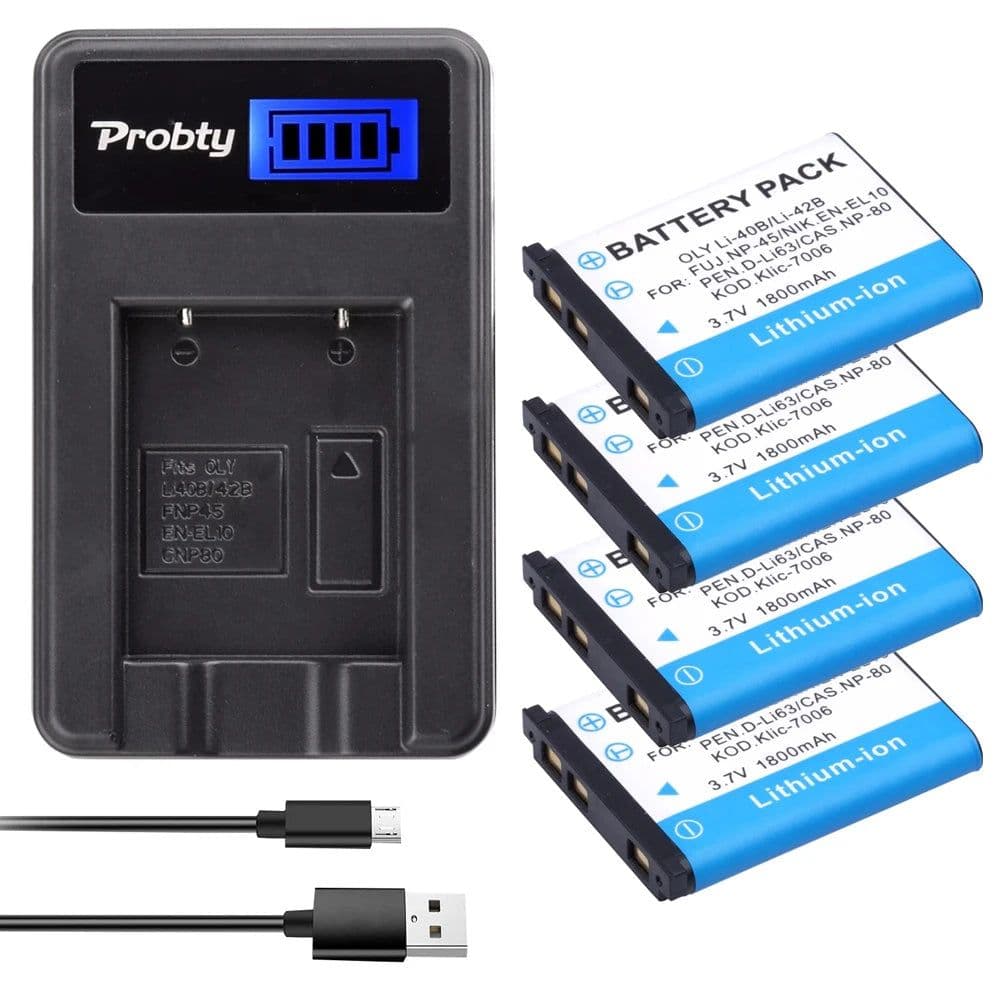 image-1800mAh Li-40B Li-42B EN-EL10 Battery + LCD Charger for Olympus Li 40B 42B, Nikon EN EL10, FinePix XP70 XP60 XP50 T550