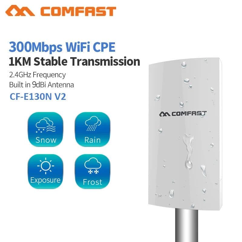 image-1KM WIFI Range Wireless Outdoor CPE Router Extender 2.4G 300Mbps WiFi Bridge Access Point AP Antenna WI-FI Repeater CF-E130N