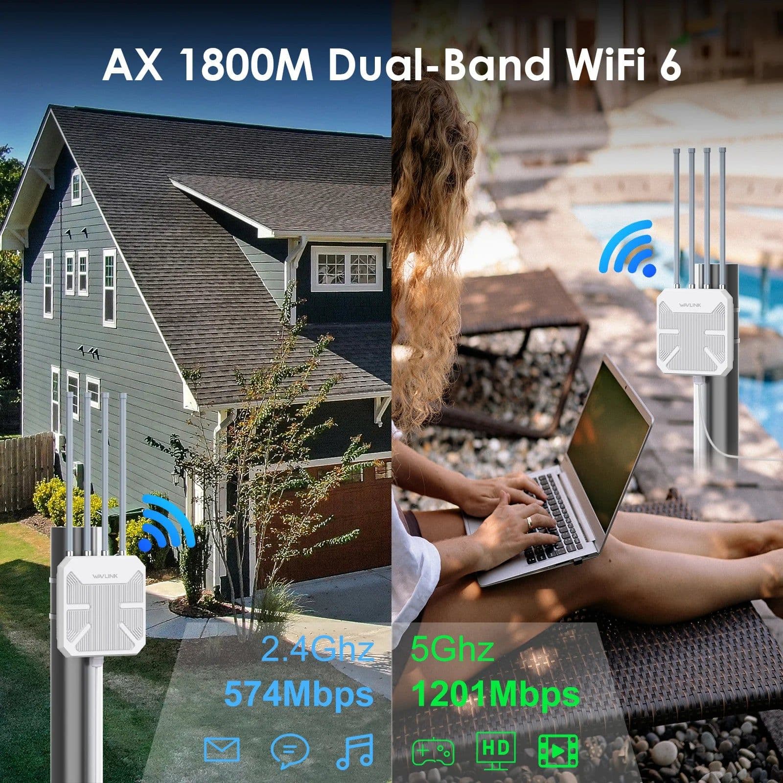 image-Wavlink N300 High Power Outdoor Weatherproof 30dbm Wireless Wifi Router/AP Repeater/Extender 2.4G 15KV Outer Detachable Antenna