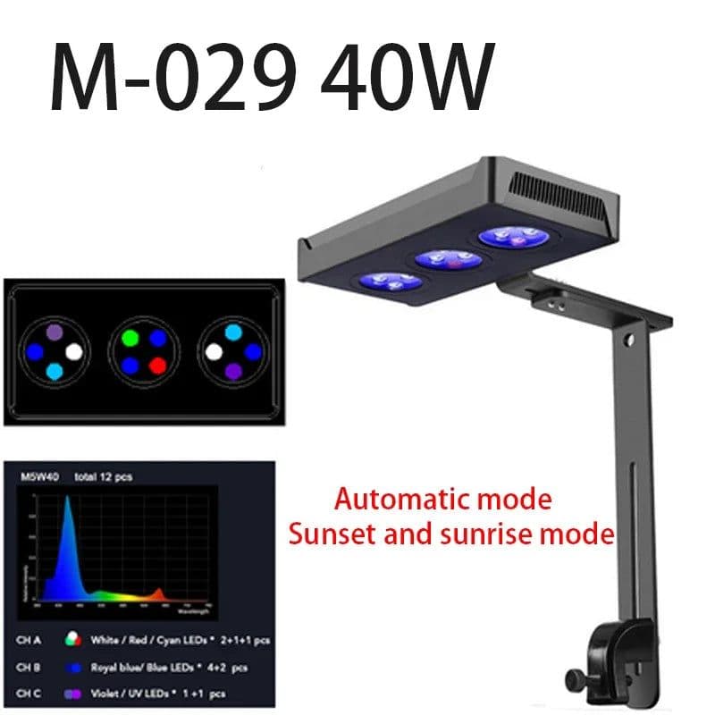 image-Spectra Nano 029 Aquarium Light 30W 40W Saltwater Lighting with Touch Control for Coral Reef Fish Tank Mobile WIFI Control