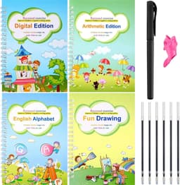 image-4 Books Pen Magic Copy Book Free Wiping Children Kids Writing Sticker Practice English Copybook For Calligraphy Montessori Gift