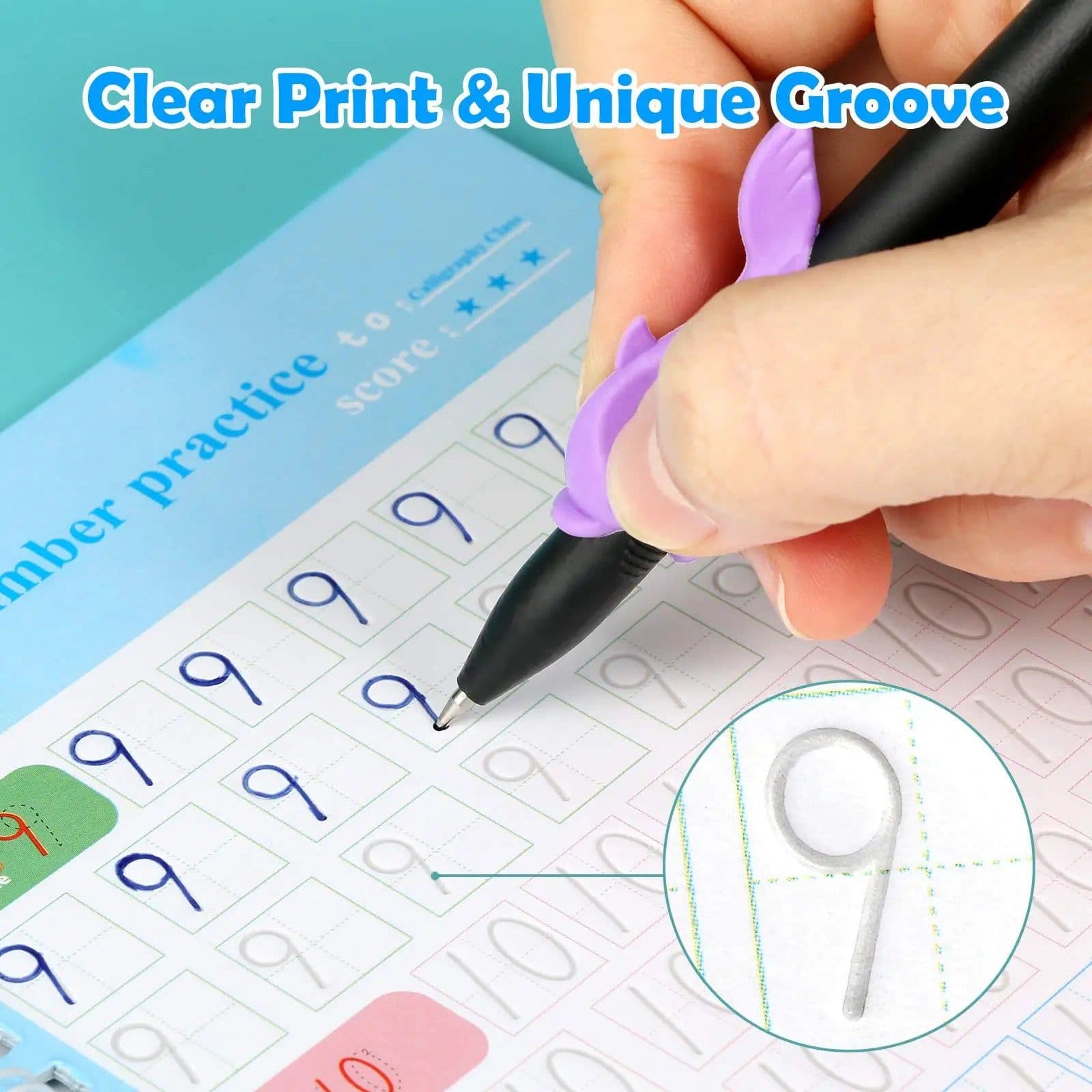 image-4 Books Pen Magic Copy Book Free Wiping Children Kids Writing Sticker Practice English Copybook For Calligraphy Montessori Gift