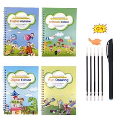 image-4 Books Pen Magic Copy Book Free Wiping Children Kids Writing Sticker Practice English Copybook For Calligraphy Montessori Gift