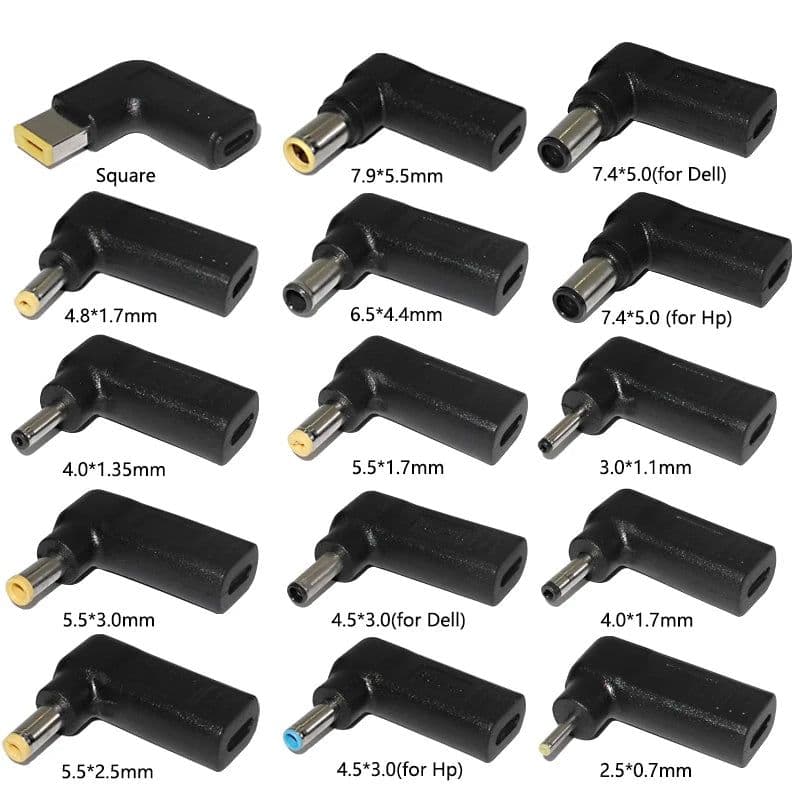 image-Laptop Power Adapter Connector Dc Plug USB Type C Female to Universal Male Jack Converter for Hp Dell Asus Acer Lenovo Notebook