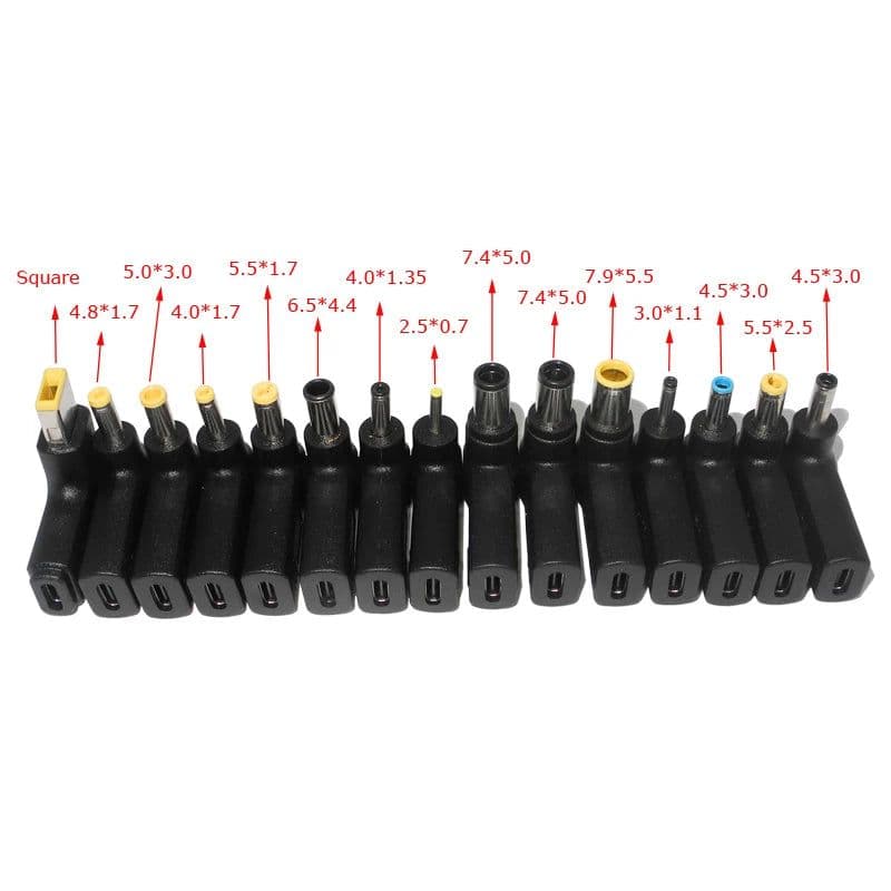 image-Laptop Power Adapter Connector Dc Plug USB Type C Female to Universal Male Jack Converter for Hp Dell Asus Acer Lenovo Notebook