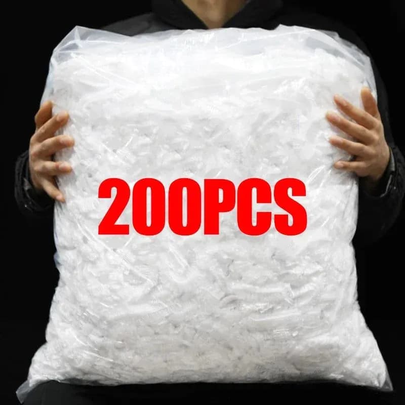 image-50/100/200pcs Disposable Shower Cap Elastic Plastic Wrap Covers Food Non-woven Bath Hat Waterproof Shower Cap Kitchen Products