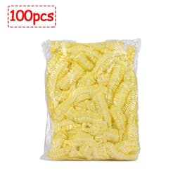 image-50/100/200pcs Disposable Shower Cap Elastic Plastic Wrap Covers Food Non-woven Bath Hat Waterproof Shower Cap Kitchen Products