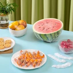 image-50/100/200pcs Disposable Shower Cap Elastic Plastic Wrap Covers Food Non-woven Bath Hat Waterproof Shower Cap Kitchen Products