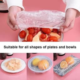 image-50/100/200pcs Disposable Shower Cap Elastic Plastic Wrap Covers Food Non-woven Bath Hat Waterproof Shower Cap Kitchen Products