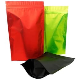 image-100pcs Standing Up Aluminum Foil Zip Lock Bags Matt Finish in Black/Red/Green Color - Zipper Close Grocery Plastic Packing Pouch