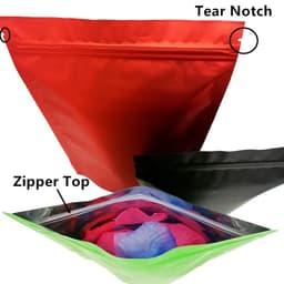 image-100pcs Standing Up Aluminum Foil Zip Lock Bags Matt Finish in Black/Red/Green Color - Zipper Close Grocery Plastic Packing Pouch