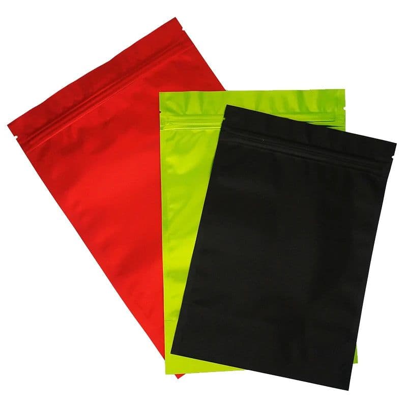 image-100pcs Standing Up Aluminum Foil Zip Lock Bags Matt Finish in Black/Red/Green Color - Zipper Close Grocery Plastic Packing Pouch