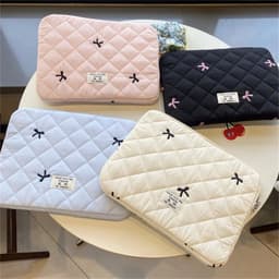 image-Cute Bow Embroidery Computer Bag Tablet Sleeve Case 11 13.3 14 15.6 Inch Women Laptop Sleeves for Macbook Ipad HP ASUS Xiaomi