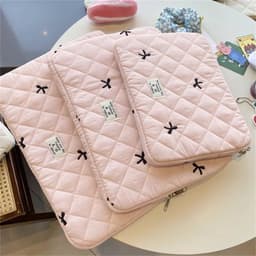 image-Cute Bow Embroidery Computer Bag Tablet Sleeve Case 11 13.3 14 15.6 Inch Women Laptop Sleeves for Macbook Ipad HP ASUS Xiaomi