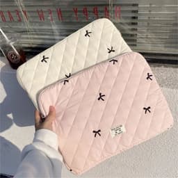 image-Cute Bow Embroidery Computer Bag Tablet Sleeve Case 11 13.3 14 15.6 Inch Women Laptop Sleeves for Macbook Ipad HP ASUS Xiaomi