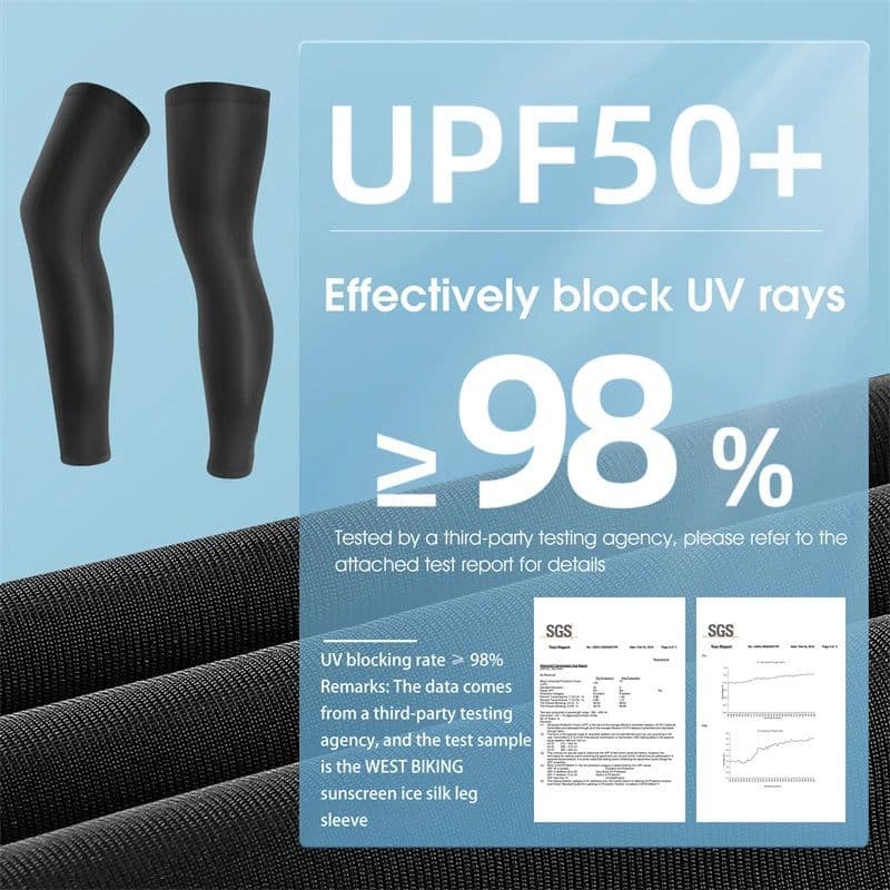 image-WEST BIKING Summer Cycling Running Legs Sleeve Ice Silk UV Protection Compression Non-Slip Leg Warmer Cooling Sport Gear