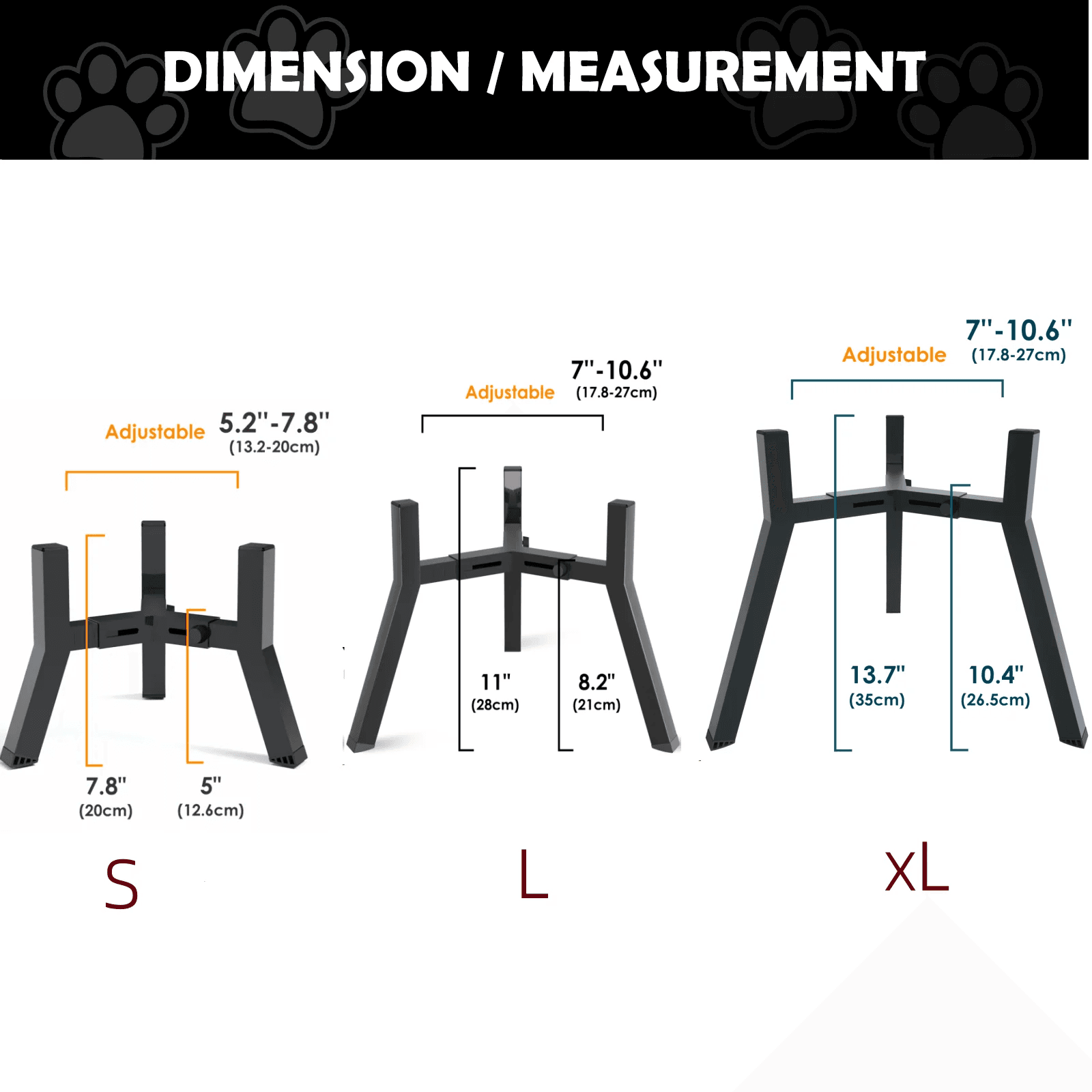 image-Metal Adjustable Width Raised Dog Bowl Stand for Extra Large Dogs ,Dog food bowl,Elevated Dog Bowls Holder(Bowl Not Included)