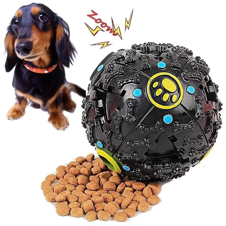 image-Black Color Squall Ball Pet Food Dropping Ball Pet Puzzle the Toy Dog Toy Sounding Toy Squeaky Ball round