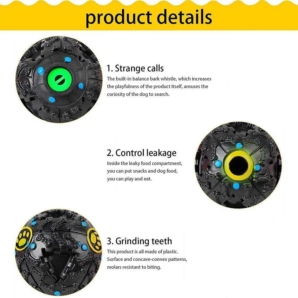 image-Black Color Squall Ball Pet Food Dropping Ball Pet Puzzle the Toy Dog Toy Sounding Toy Squeaky Ball round