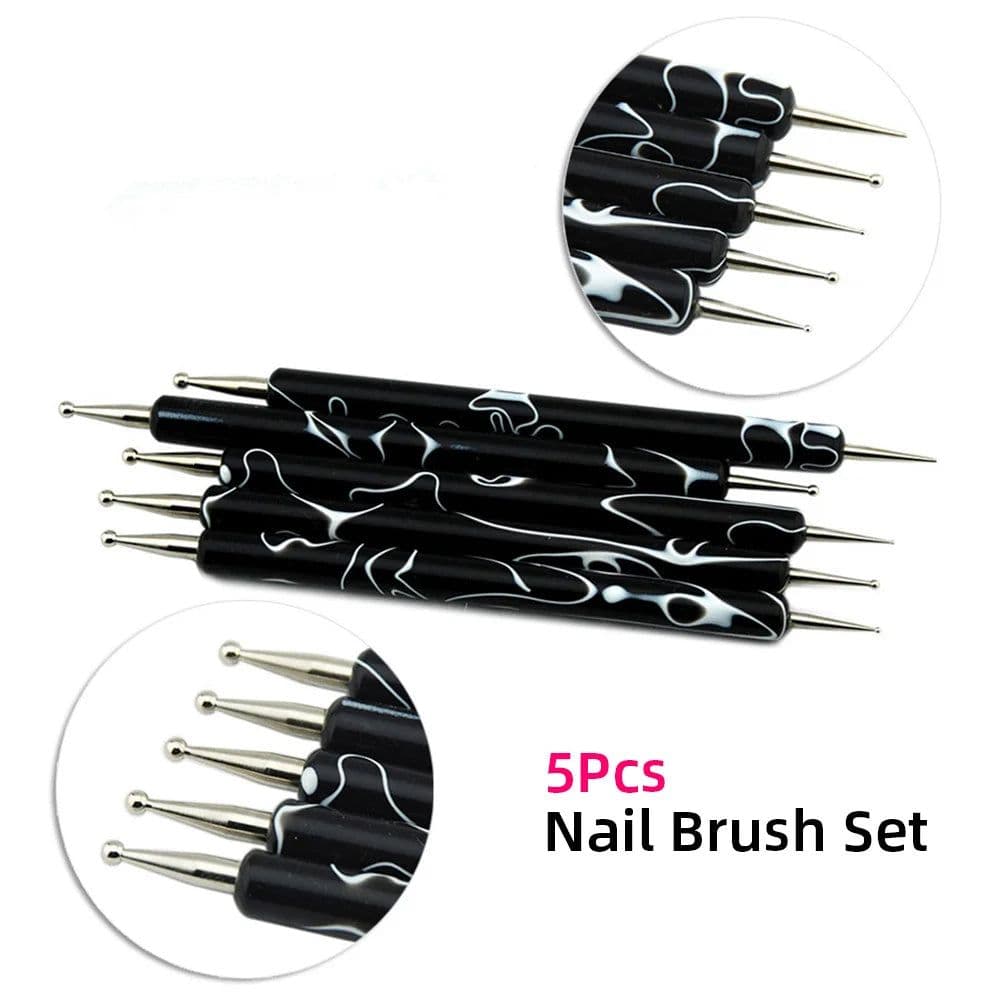 image-KADS 5Pcs Nail Art Dotting Tool Set Double-ended Dotting Pen Nail Art Design Tip Dot Paint Brush Manicure Kit Ball Tip Clay Tool