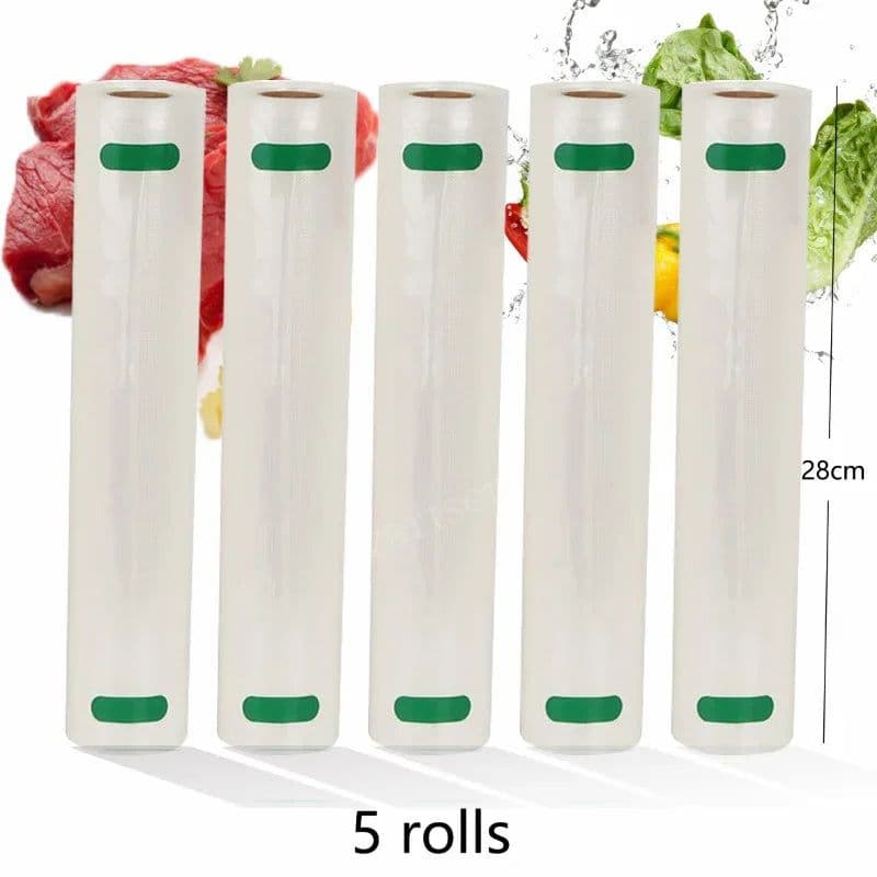 image-BPA FREE 5 Rolls/Lot Kitchen Food Vacuum Bag Storage Bags for Vacuum Sealer Food Keep Packing 12+15+20+25+28cm*500cm