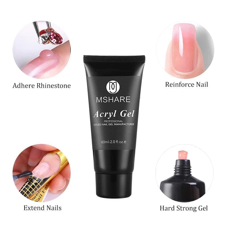 image-MSHARE Poly Nails Acryl Gel 60ml 60g Builder UV Led Acrylgel Nails Extensions Acrylic Pink White Clear Gel Acrylatic Cover