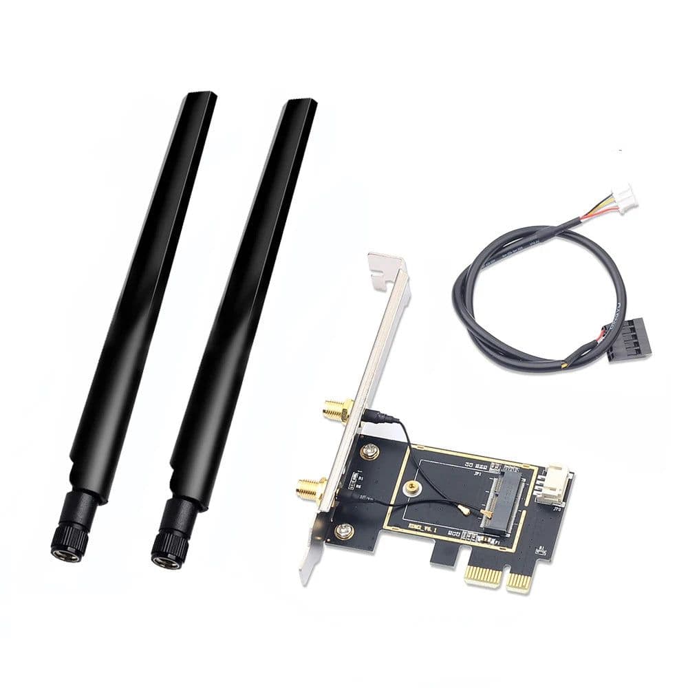 image-M.2 To PCI Express Wireless Adapter Converter with 6DBi 2x Antenna NGFF M.2 WiFi Bluetooth Card For Intel AX210 AX200 9260