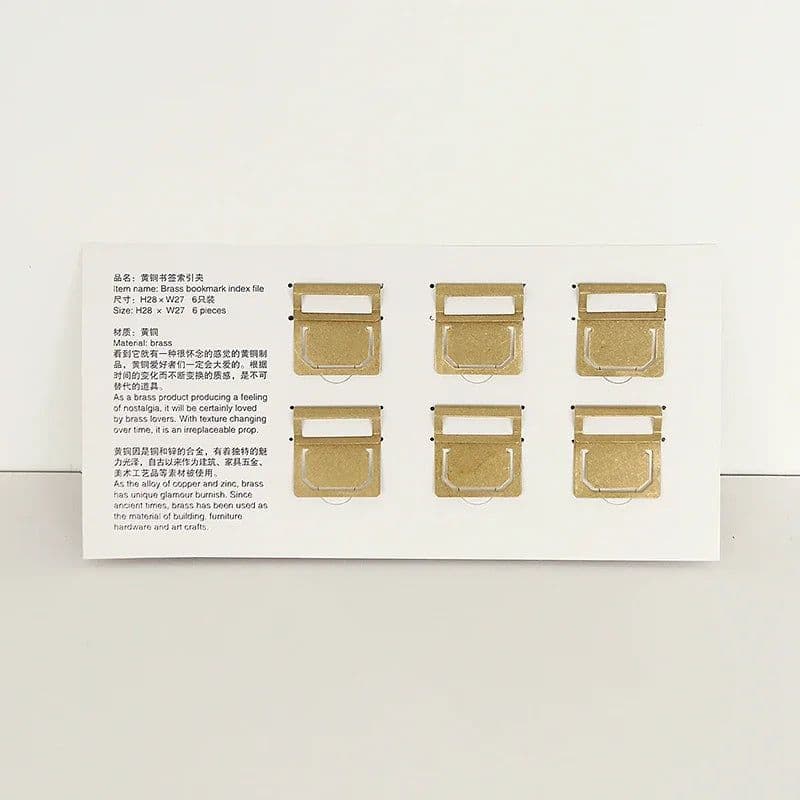 image-6pcs/Set Retro Brass Bookmark Index File Copper Metal Bookmarks Label Clip for Midori Traveler's Notebook Vintage Stationery