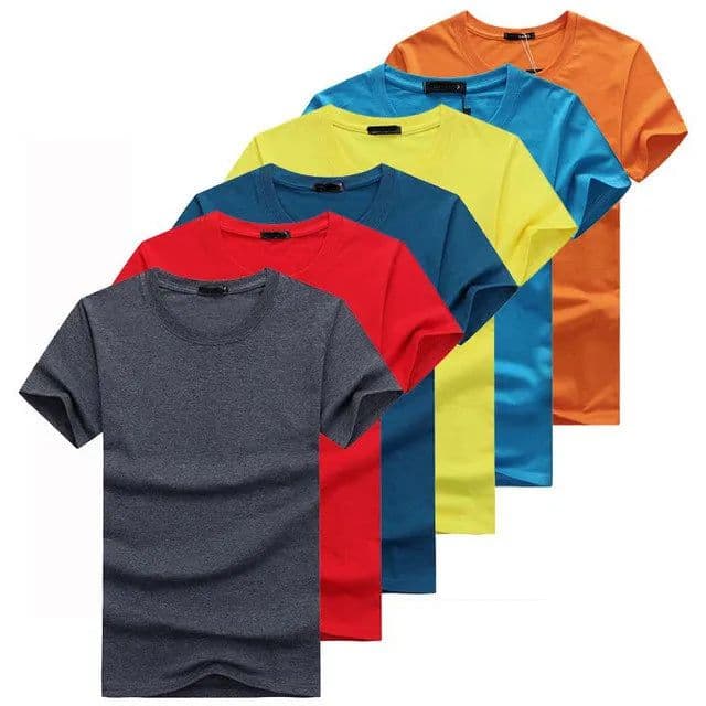 image-2020 6pcs/lot High Quality Fashion Men's T-Shirts Casual Short Sleeve T-shirt Mens Solid Casual Cotton Tee Shirt Summer Clothing