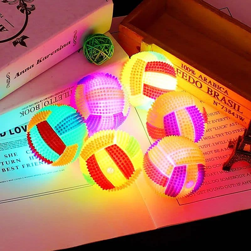 image-Glowing Ball Dog Toy Led Puppy Bouncy Chew Dog Ball Molar Toy Pet Color Light Ball Interactive Toys for Cats Small Dogs