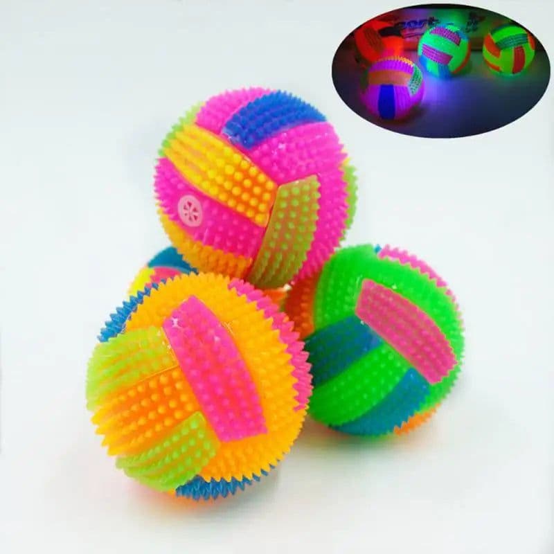 image-Glowing Ball Dog Toy Led Puppy Bouncy Chew Dog Ball Molar Toy Pet Color Light Ball Interactive Toys for Cats Small Dogs