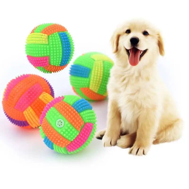 image-Glowing Ball Dog Toy Led Puppy Bouncy Chew Dog Ball Molar Toy Pet Color Light Ball Interactive Toys for Cats Small Dogs