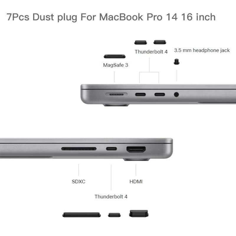 image-Soft Silicone Anti Dust Plug For MacBook Pro 14 16 M3 A2780 A2779 A2442 A2485 2991 2918 Stopper Laptop Dustproof Interface Cover