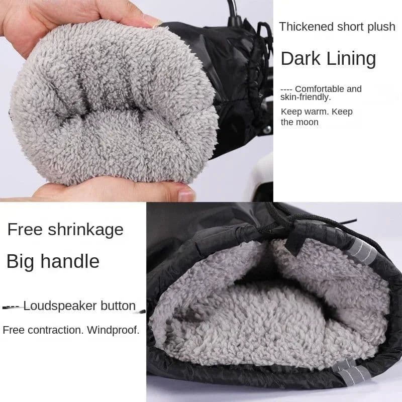 image-Waterproof Motorcycle Handlebar Gloves Winter Hand Protector Windproof Liner Warm Motorbike Scooter Handle Cover Gloves 2pcs