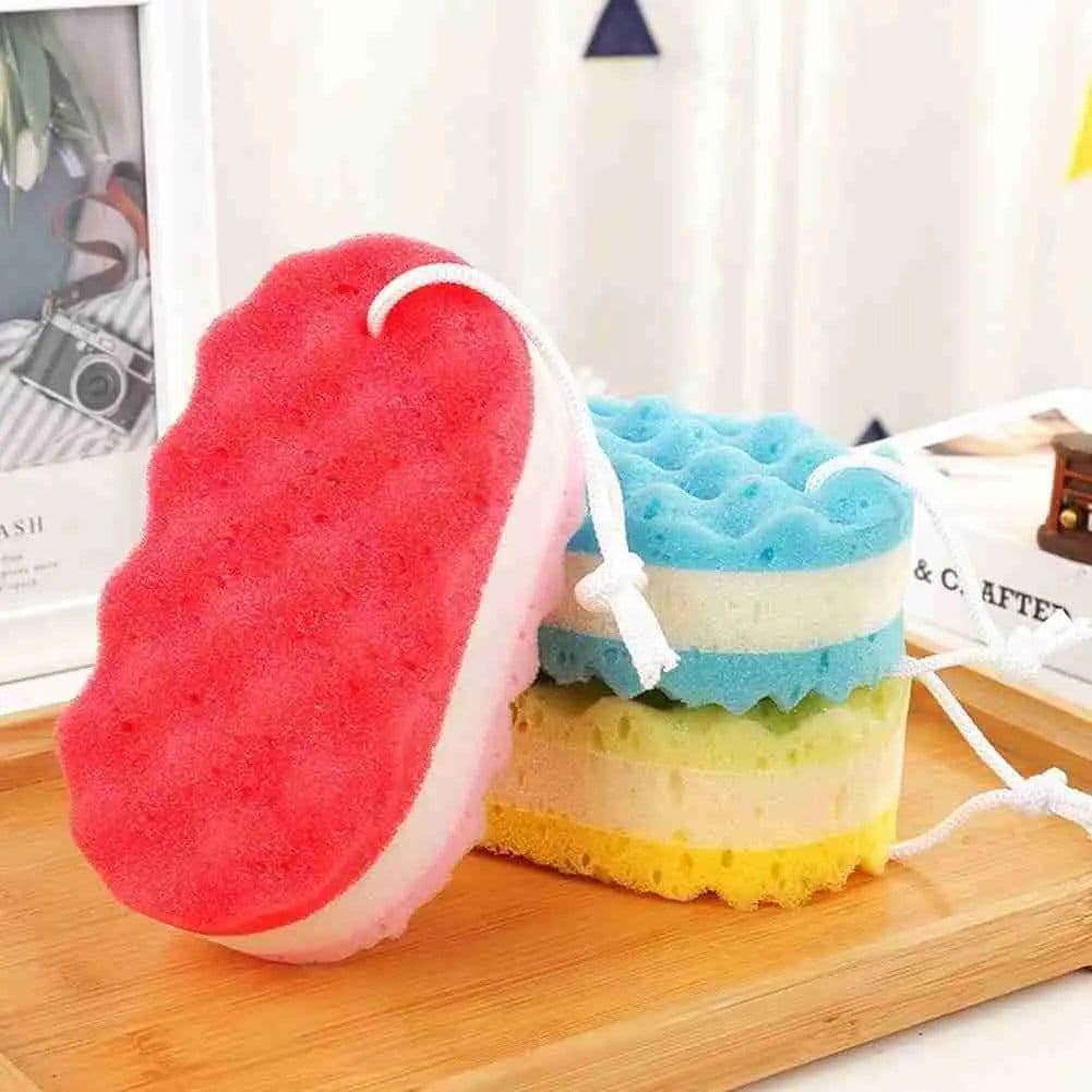 image-Three-layer Wave Bath Sponge Body Brush Shower Skin Clean Massage Cleaning Shower Brush Skin Remover For Kids Adults