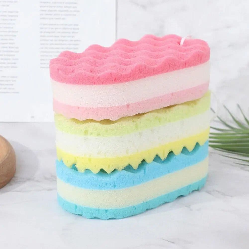 image-Three-layer Wave Bath Sponge Body Brush Shower Skin Clean Massage Cleaning Shower Brush Skin Remover For Kids Adults
