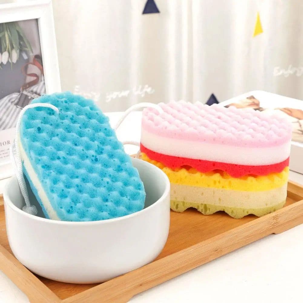 image-Three-layer Wave Bath Sponge Body Brush Shower Skin Clean Massage Cleaning Shower Brush Skin Remover For Kids Adults